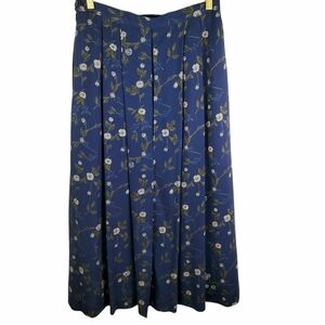 Vntg GEIGER Austria Floral Pleated Midi Skirt. Wool. Pockets. AU 40 / US MED.